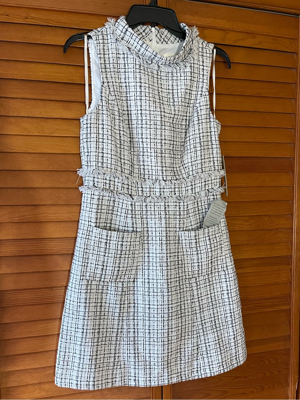 Eliza J Women Roll Neck Sleeveless Plaid Tweed Dress. Size 4 Women #520